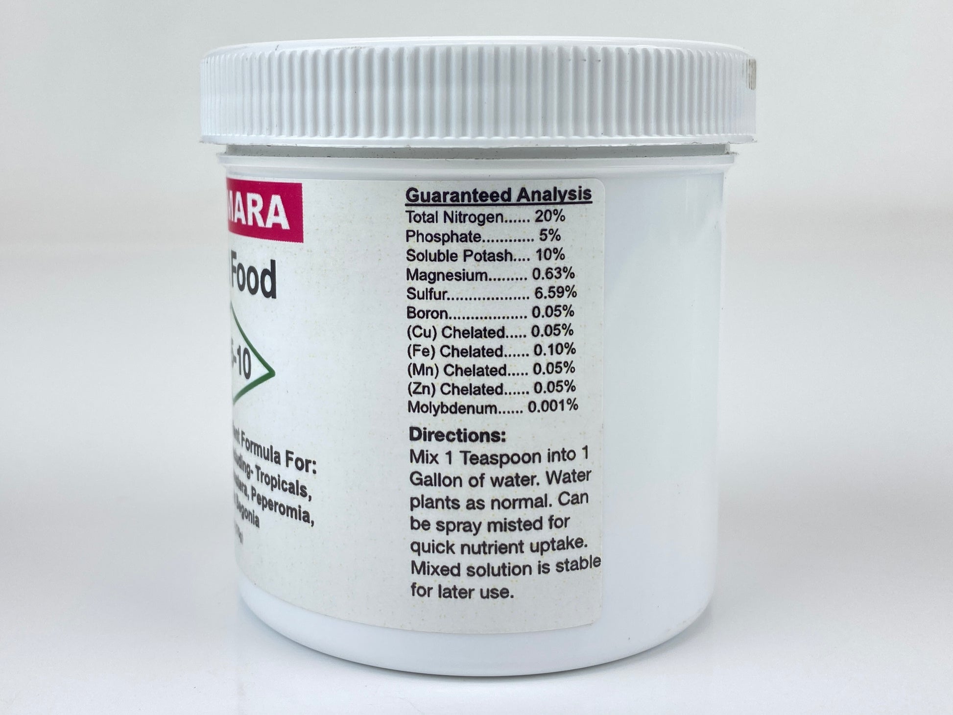 Optimara Plant Professional Food Micro and Macro Nutrient Profile